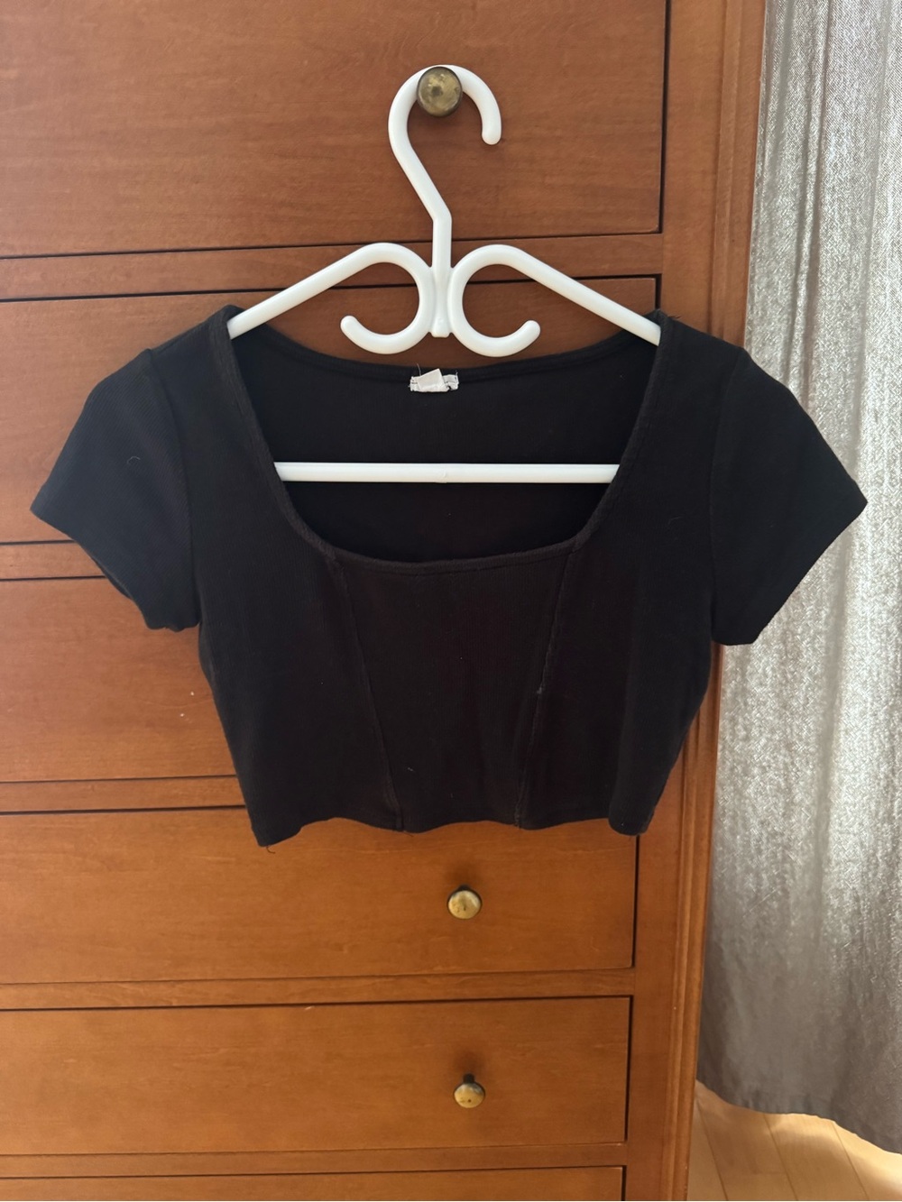 Women’s Black Square Neck Crop Top (M)